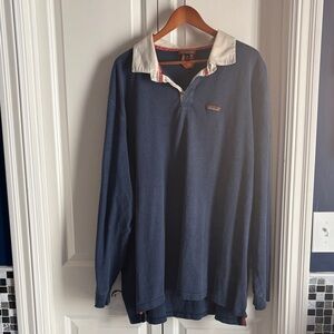 Patagonia Navy and Cream Men's Polo Shirt